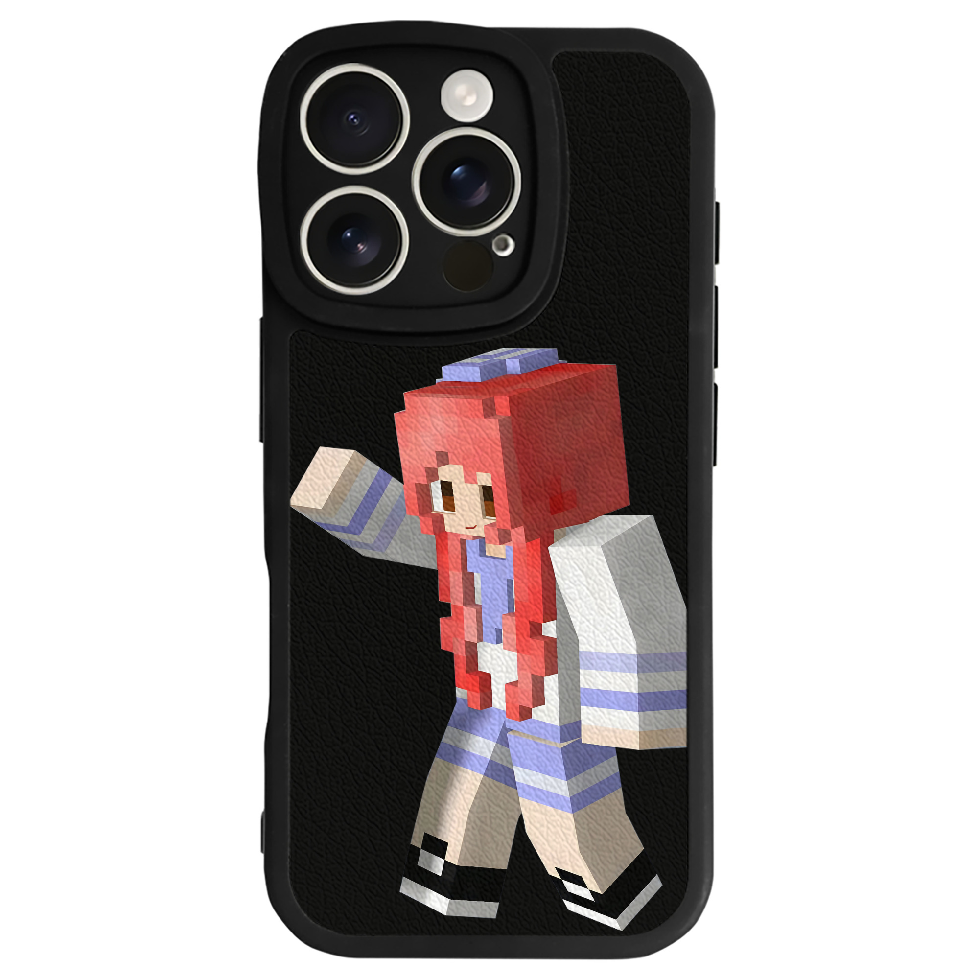 （画像用） マインクラフト ブロックの世界 Minecraft MC Block world 【iPhone 16シリーズ対応】シリコンスマホケース（レザー調） 材質：シリコン